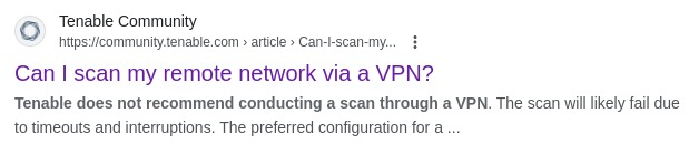 Scan over VPN not recommended