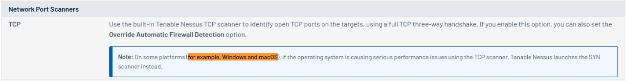 SYN instead of TCP on some platforms